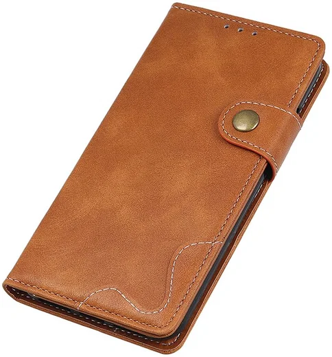 Samsung Galaxy S21 Hoesje Portemonnee met Drukknoop Sluiting Bruin afbeelding 10