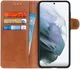 Samsung Galaxy S21 Hoesje Portemonnee met Drukknoop Sluiting Bruin afbeelding 1