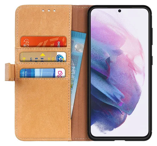 Samsung Galaxy S21 Plus Hoesje Portemonnee Kunstleer Book Case Bruin afbeelding 1