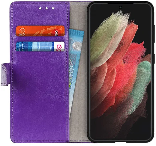 Samsung Galaxy S21 Ultra Hoesje Portemonnee Book Case Paars afbeelding 1