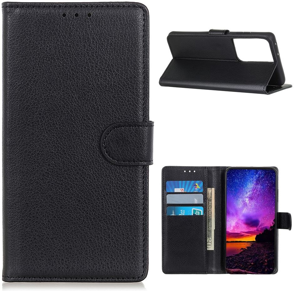 Samsung Galaxy S21 Ultra Hoesje met Pasjes Book Case Kunstleer Zwart afbeelding 5
