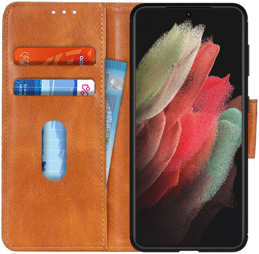 Samsung Galaxy S21 Ultra Hoesje Wallet Book Case Bruin afbeelding 1