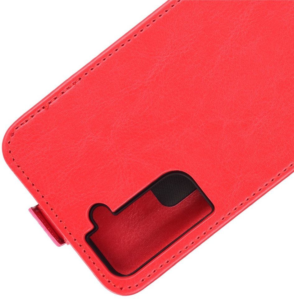 Samsung Galaxy S21 Hoesje Verticale Flip Wallet Case Kunstleer Rood afbeelding 3