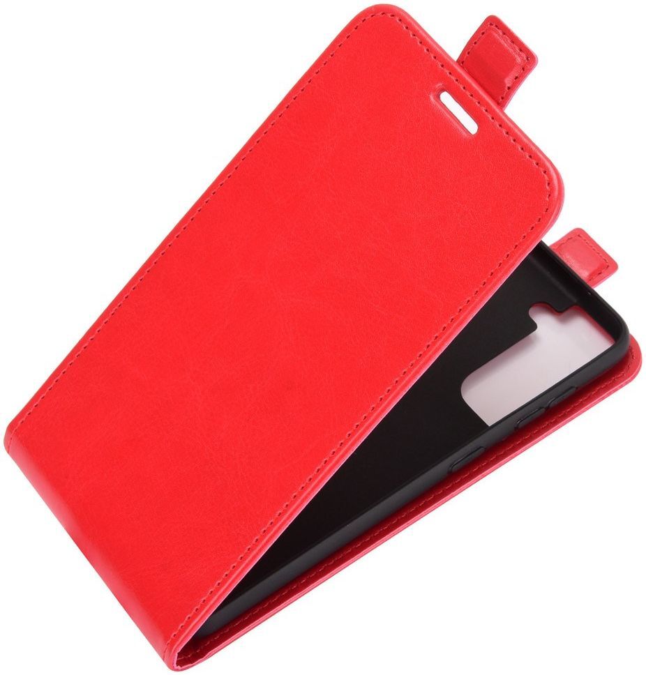 Samsung Galaxy S21 Hoesje Verticale Flip Wallet Case Kunstleer Rood afbeelding 2