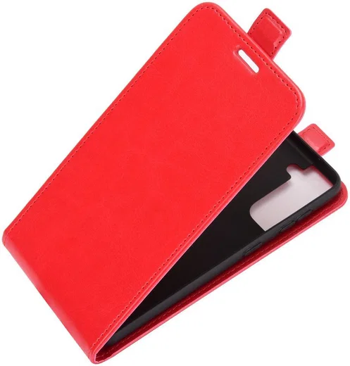 Samsung Galaxy S21 Hoesje Verticale Flip Wallet Case Kunstleer Rood afbeelding 2