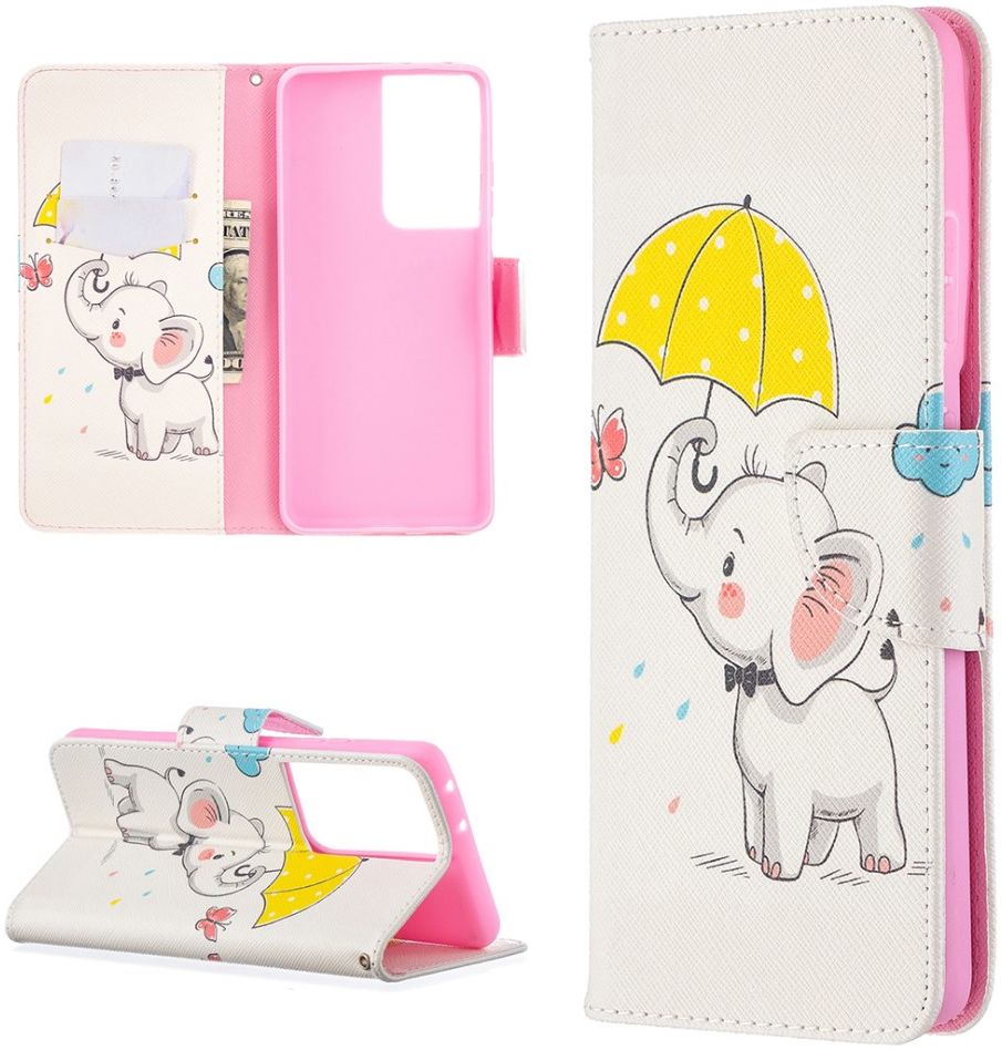 Samsung Galaxy S21 Ultra Portemonnee Hoesje met Olifant Print afbeelding 4
