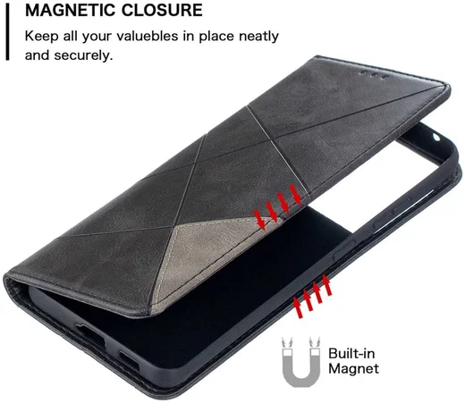 Samsung Galaxy S21 Ultra Hoesje Wallet Book Case Geometrie Zwart afbeelding 6