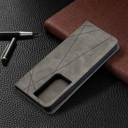 Samsung Galaxy S21 Ultra Hoesje Wallet Book Case Geometrie Grijs afbeelding 9