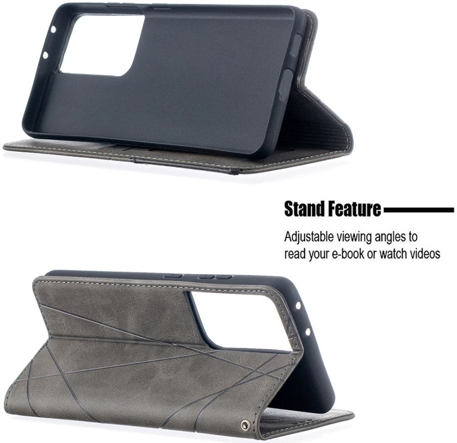 Samsung Galaxy S21 Ultra Hoesje Wallet Book Case Geometrie Grijs afbeelding 5