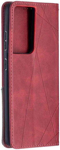 Samsung Galaxy S21 Ultra Hoesje Wallet Book Case Geometrie Rood afbeelding 2