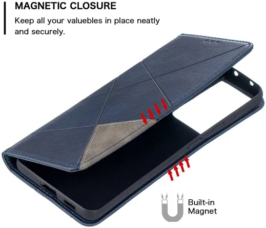 Samsung Galaxy S21 Ultra Hoesje Wallet Book Case Geometrie Blauw afbeelding 6