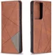 Samsung Galaxy S21 Ultra Hoesje Wallet Book Case Geometrie Coffee afbeelding 3