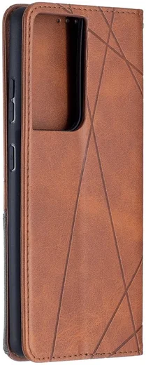 Samsung Galaxy S21 Ultra Hoesje Wallet Book Case Geometrie Coffee afbeelding 2