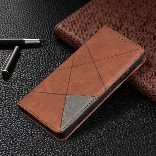 Samsung Galaxy S21 Ultra Hoesje Wallet Book Case Geometrie Coffee afbeelding 8