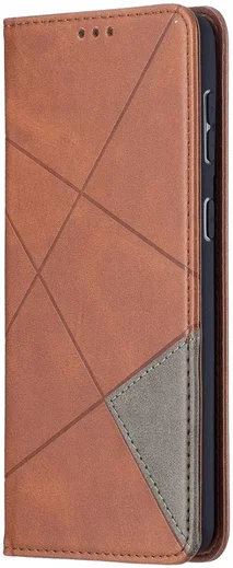 Samsung Galaxy S21 Plus Hoesje Wallet Book Case Geometrie Design Bruin afbeelding 1