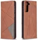 Samsung Galaxy S21 Plus Hoesje Wallet Book Case Geometrie Design Bruin afbeelding 3