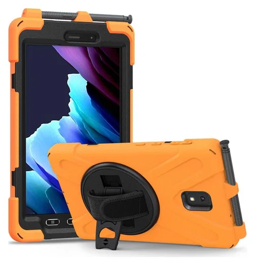 Samsung Galaxy Tab Active 3 Hoes met Kickstand en Handriem Oranje afbeelding 1