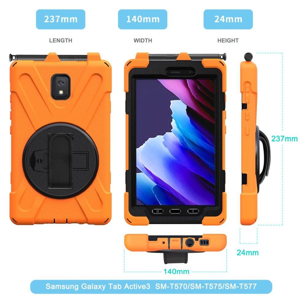 Samsung Galaxy Tab Active 3 Hoes met Kickstand en Handriem Oranje afbeelding 10