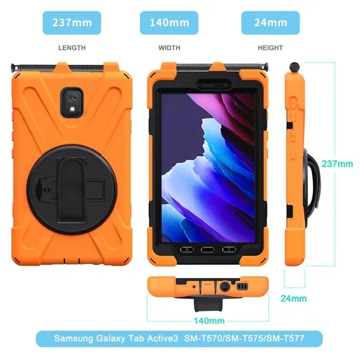 Samsung Galaxy Tab Active 3 Hoes met Kickstand en Handriem Oranje afbeelding 10
