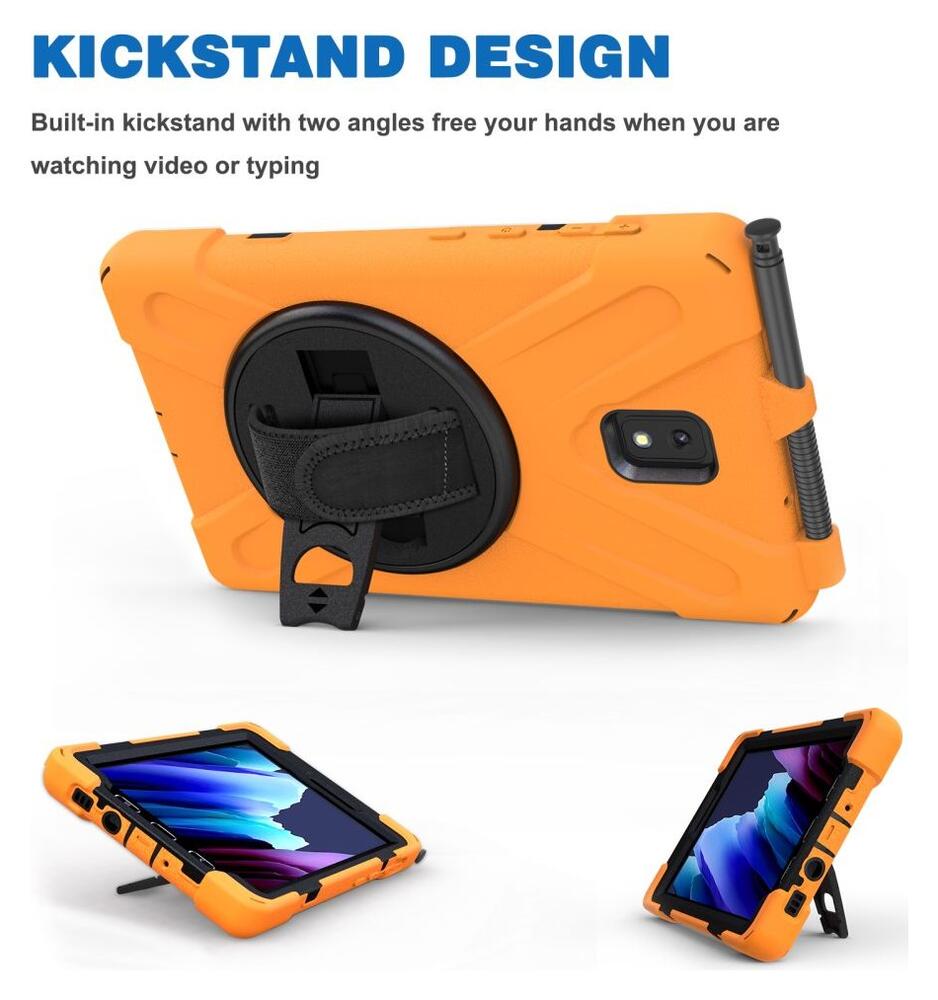 Samsung Galaxy Tab Active 3 Hoes met Kickstand en Handriem Oranje afbeelding 3