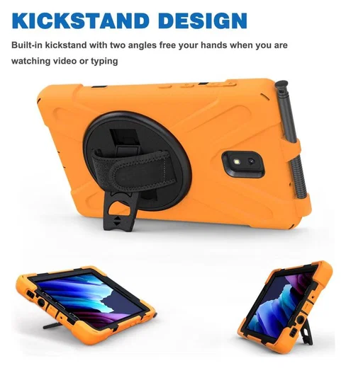 Samsung Galaxy Tab Active 3 Hoes met Kickstand en Handriem Oranje afbeelding 3
