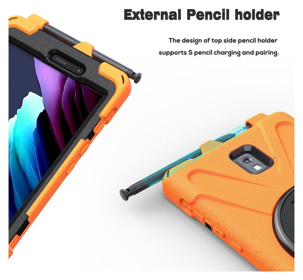 Samsung Galaxy Tab Active 3 Hoes met Kickstand en Handriem Oranje afbeelding 4