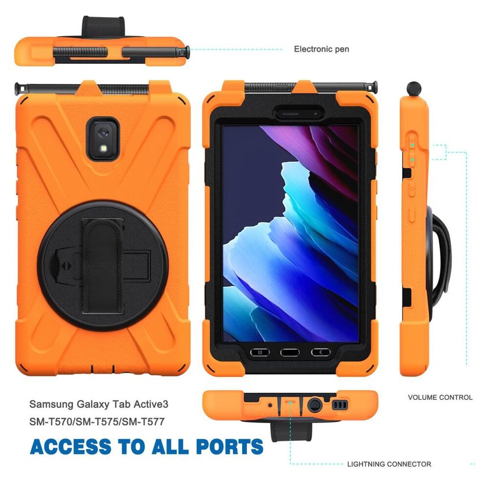 Samsung Galaxy Tab Active 3 Hoes met Kickstand en Handriem Oranje afbeelding 6
