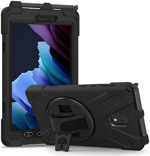 Samsung Tab Active 3 Hoes met Kickstand en Handriem Zwart afbeelding 1
