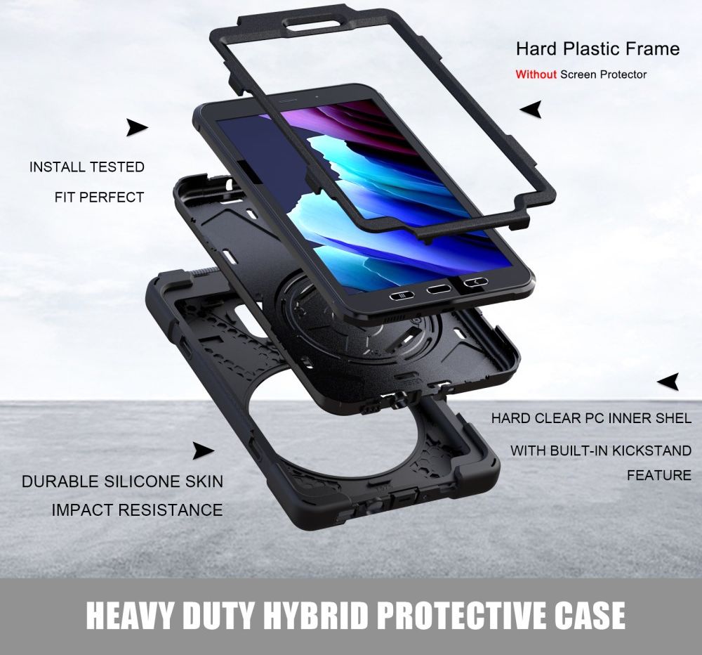 Samsung Tab Active 3 Hoes met Kickstand en Handriem Zwart afbeelding 2