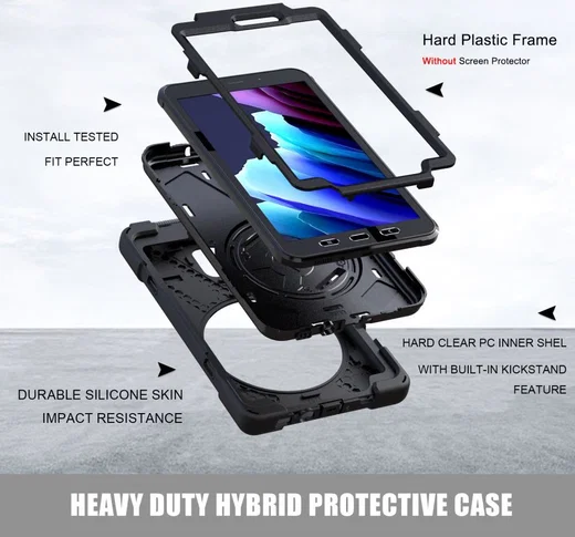 Samsung Tab Active 3 Hoes met Kickstand en Handriem Zwart afbeelding 2