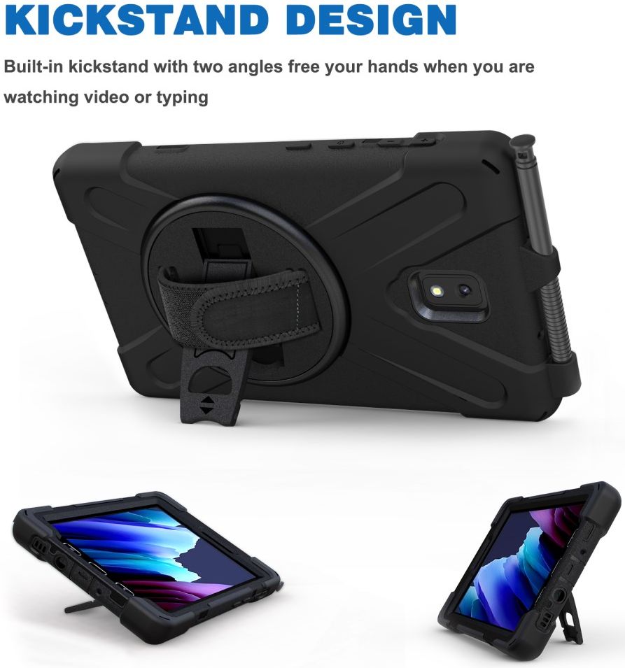 Samsung Tab Active 3 Hoes met Kickstand en Handriem Zwart afbeelding 3