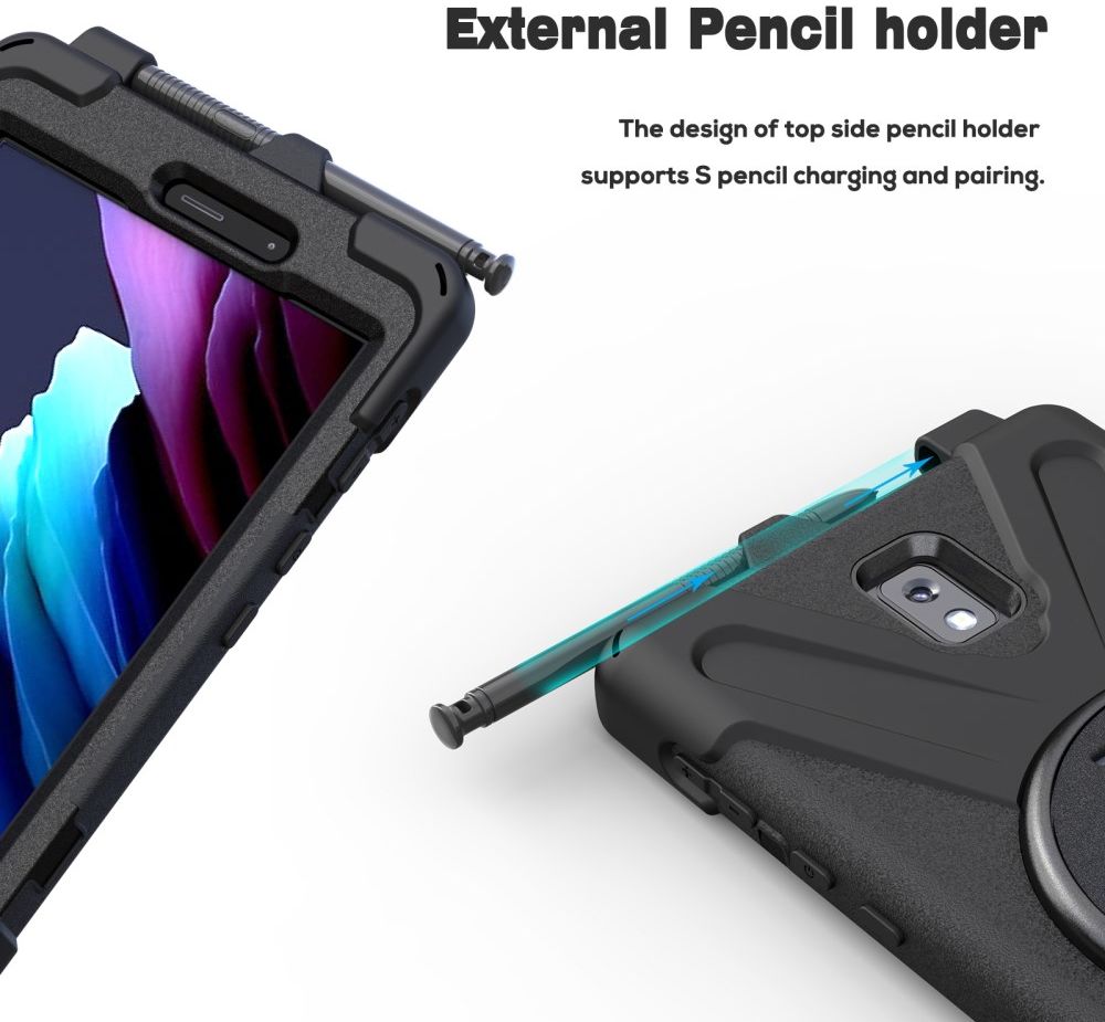 Samsung Tab Active 3 Hoes met Kickstand en Handriem Zwart afbeelding 4