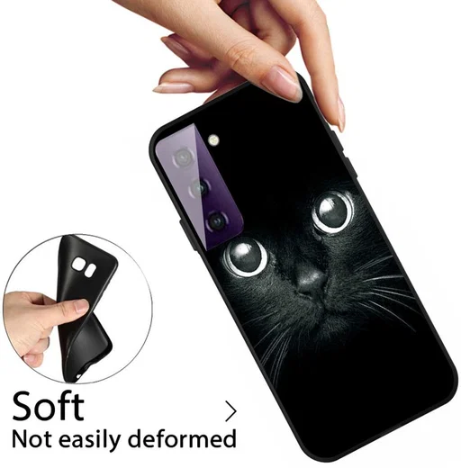 Samsung Galaxy S21 Plus Hoesje Matte TPU Back Cover met Kat Print afbeelding 3