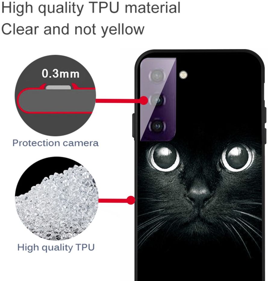 Samsung Galaxy S21 Plus Hoesje Matte TPU Back Cover met Kat Print afbeelding 4