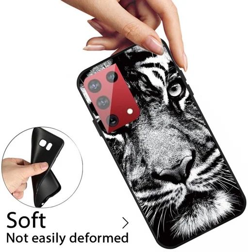 Samsung Galaxy S21 Ultra Hoesje Matte TPU Back Cover met Tijger Print afbeelding 3