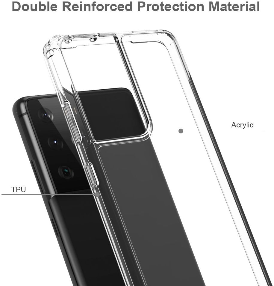 Samsung Galaxy S21 Ultra Hoesje Hybride Armor Back Cover Transparant afbeelding 6