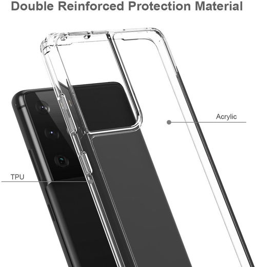 Samsung Galaxy S21 Ultra Hoesje Hybride Armor Back Cover Transparant afbeelding 6