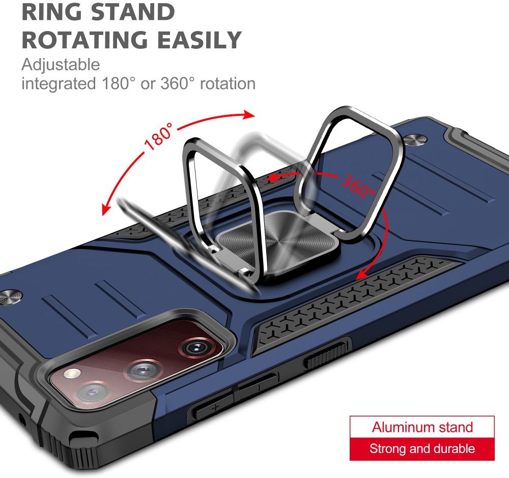 Samsung Galaxy S20 FE Hoesje Back Cover Shockproof met Kickstand Blauw afbeelding 5