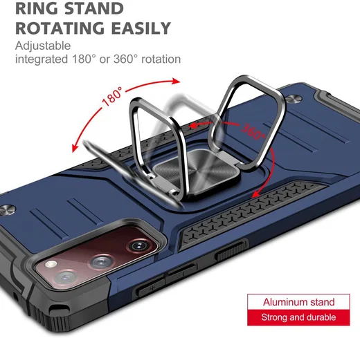 Samsung Galaxy S20 FE Hoesje Back Cover Shockproof met Kickstand Blauw afbeelding 5