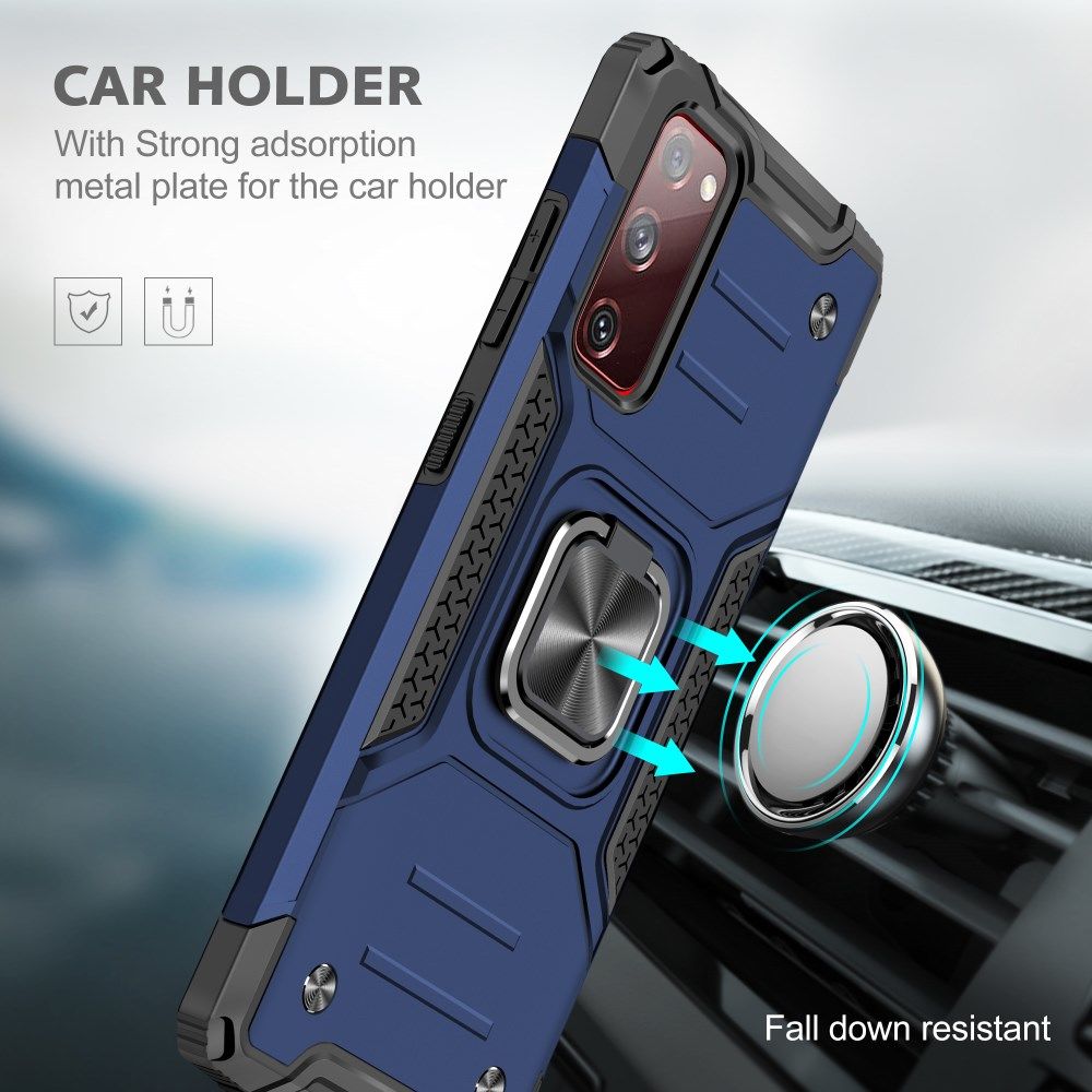 Samsung Galaxy S20 FE Hoesje Back Cover Shockproof met Kickstand Blauw afbeelding 3