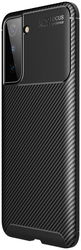 Samsung Galaxy S21 Plus Hoesje Siliconen Carbon TPU Back Cover Zwart afbeelding
