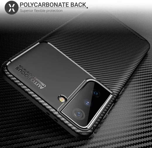 Samsung Galaxy S21 Hoesje Siliconen Carbon TPU Back Cover Zwart afbeelding 5