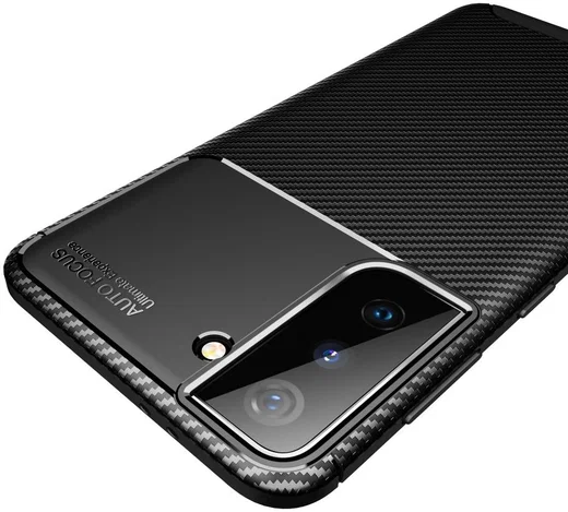 Samsung Galaxy S21 Hoesje Siliconen Carbon TPU Back Cover Zwart afbeelding 12
