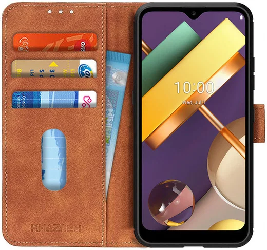 LG K22 Hoesje Retro Wallet Book Case Bruin afbeelding 1