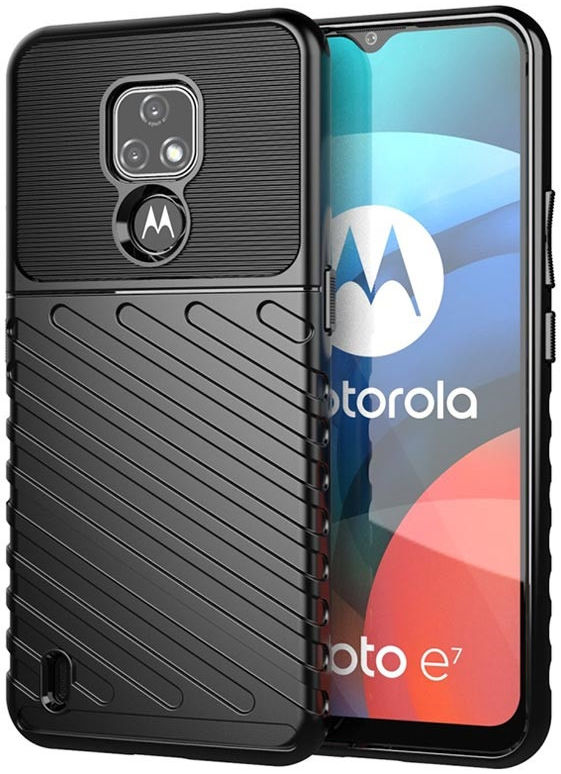 Motorola Moto E7 Hoesje TPU Thunder Design Zwart afbeelding 1