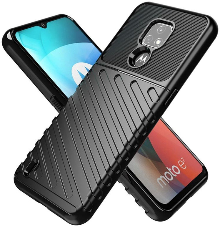Motorola Moto E7 Hoesje TPU Thunder Design Zwart afbeelding 2