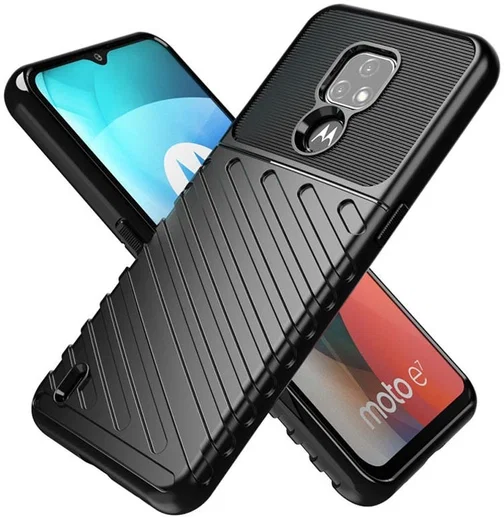 Motorola Moto E7 Hoesje TPU Thunder Design Zwart afbeelding 2