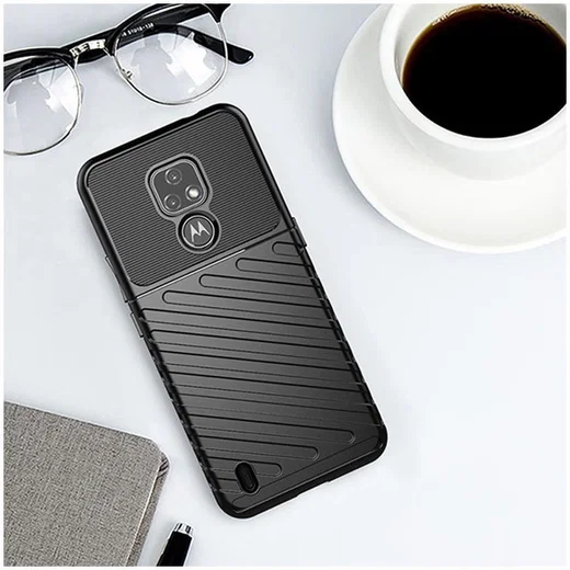 Motorola Moto E7 Hoesje TPU Thunder Design Zwart afbeelding 3