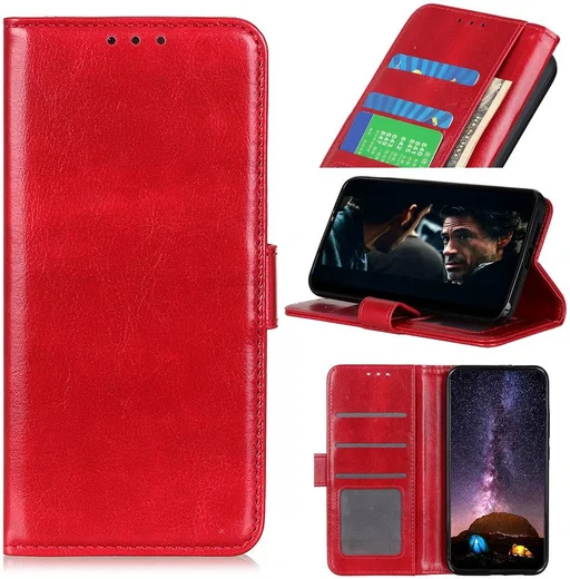 Motorola Moto G9 Power Hoesje Portemonnee Crazy Horse Book Case Rood afbeelding 3
