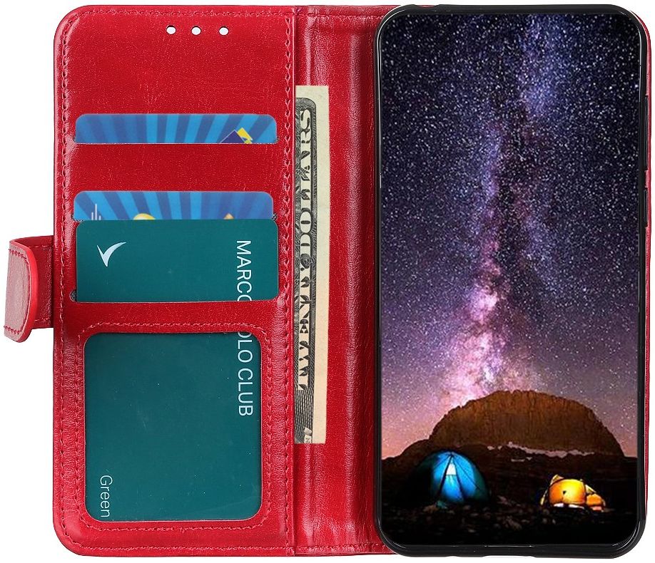 Motorola Moto G9 Power Hoesje Portemonnee Crazy Horse Book Case Rood afbeelding 1